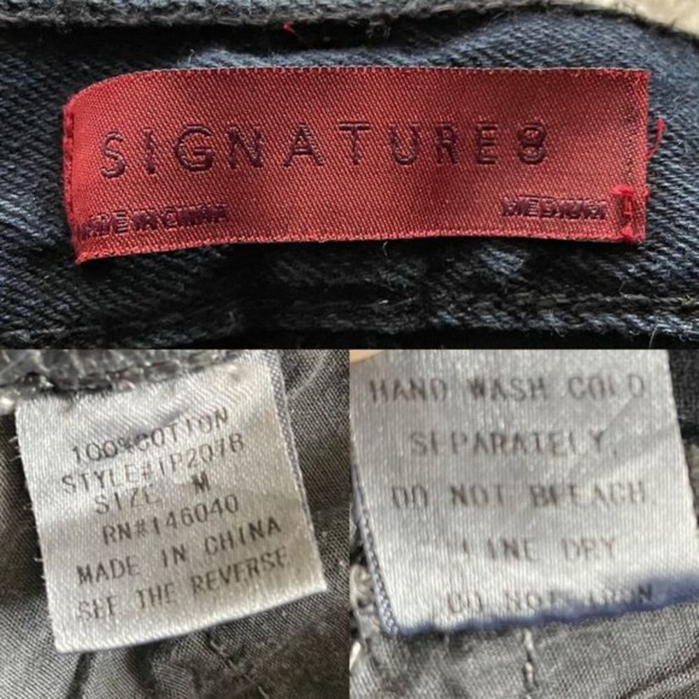 SIGNATURE 8 High Waisted Cut Off Denim Jean Shorts Destruction Black M - Picture 4 of 4